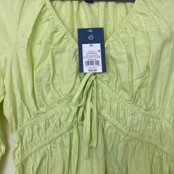 UNIVERSAL THREAD Puff long-sleeve tie front blouse Lime Green - Picture 3 of 5